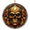 Spine-Chilling Haunting Skull Stained Glass Style Ceramic Ornament, Halloween Themed Christmas Gift and Decor